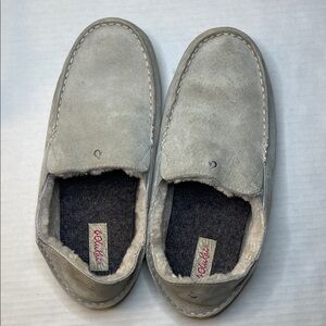 OluKai Nohea Moku Women's Size 9 Pale Grey Slippers Comfort House Shoes